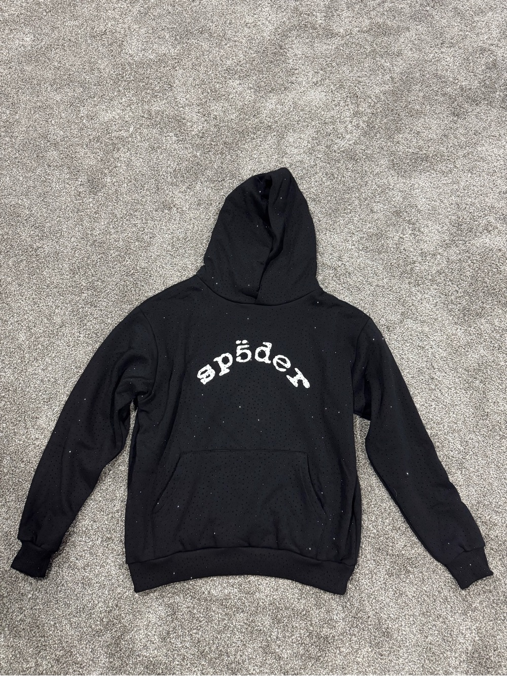 Black Rhinestone 'sp5der' hoodie size medium
